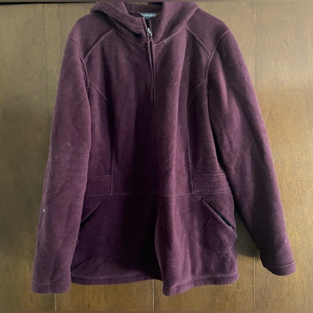 Eddie Bauer Deep Plum full zip Fleece Jacket XXL